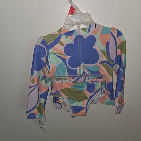 New toddler floral rashgaurd swim set size 2t - Picture 5 of 6